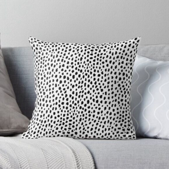 Eclectic Black & White Polka Dot Throw Pillow Case 18x18 pillow case cover - Picture 1 of 5